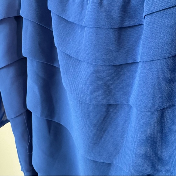 NWT Max Studio Blouse Cobalt Blue Size XS Tiers Jewel Tone Sheer Office Casual - Picture 4 of 11